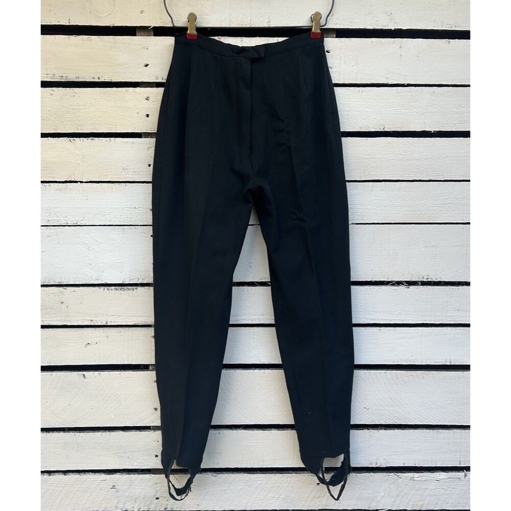 Vintage 1950s Stirrup Pants Black High Rise Pleated Riding Equestrain Size 24”